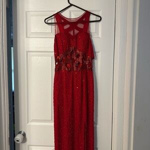 Sean Collection Vibrant Red Beaded Dress